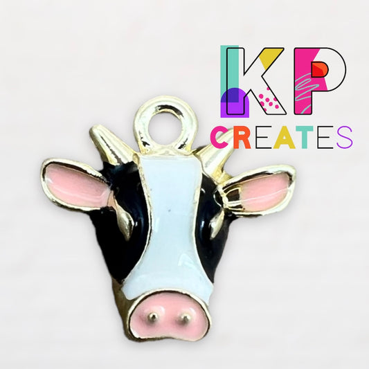 Cow Head Enamel Charm